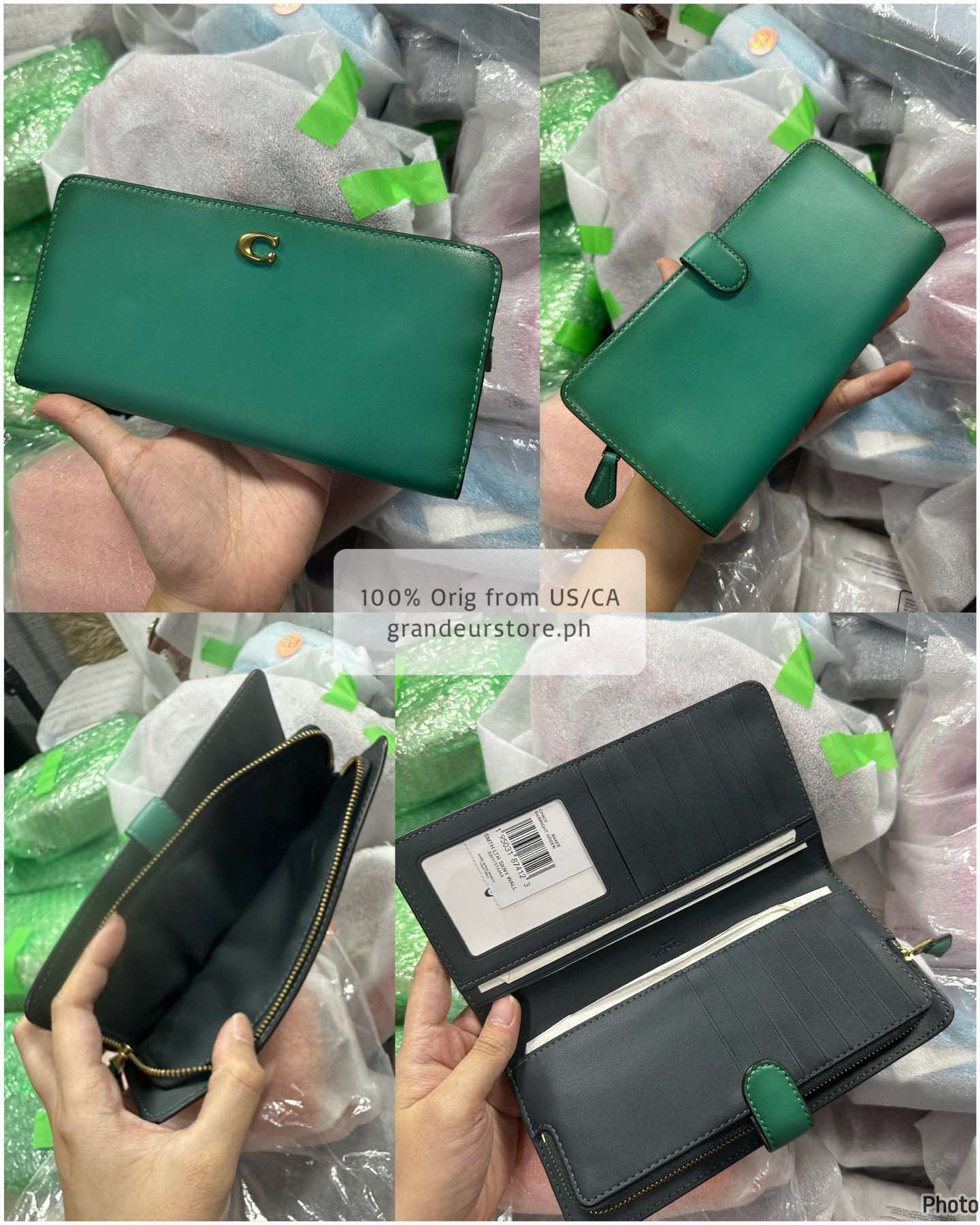AUTHENTIC/ORIGINAL Coach Retail Essential Slim Long Wallet Green/Lilac