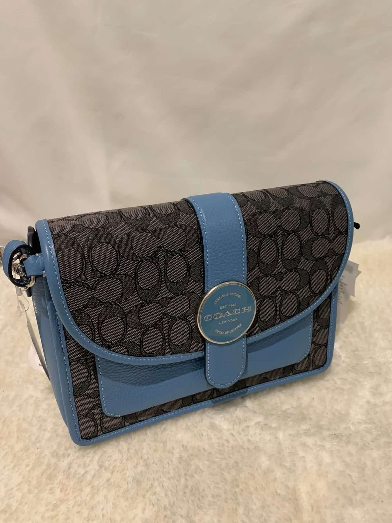 AUTHENTIC/ORIGINAL Coach Lonnie Crossbody In Signature Jacquard Black/Blue Bag