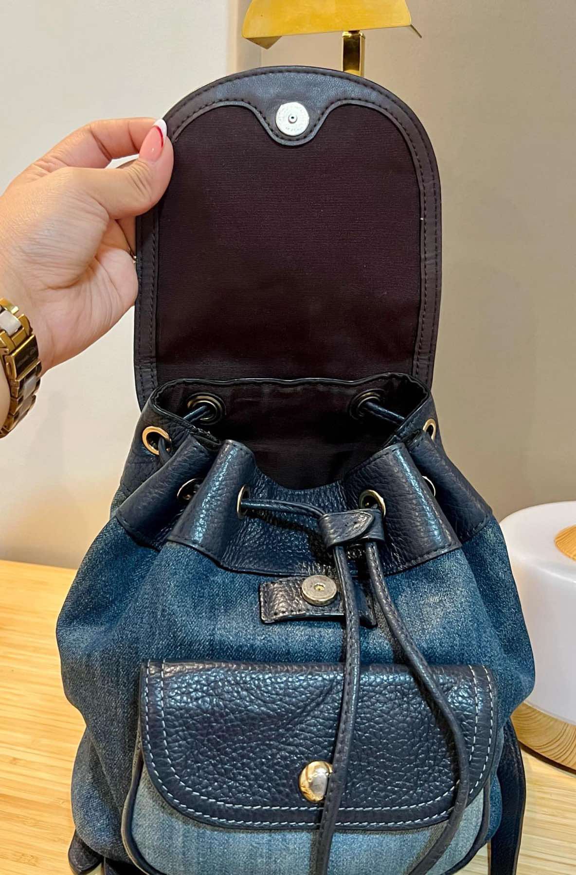 AUTHENTIC/ORIGINAL Preloved Coach Pennie Backpack 22 Denim Navy Blue Small Bag