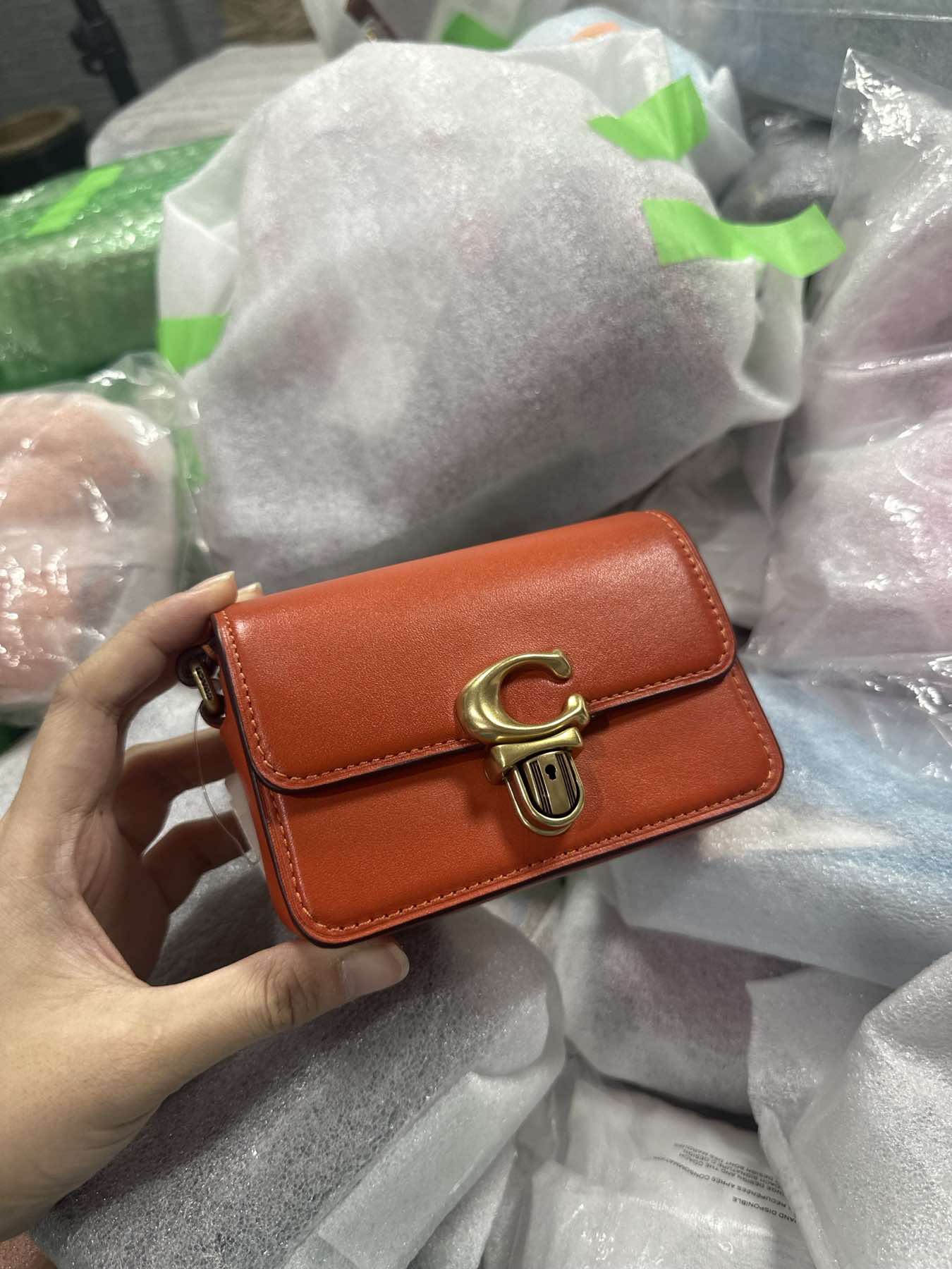 AUTHENTIC/ORIGINAL Coach Retail Studio 12 Micro Bag Orange Wallet