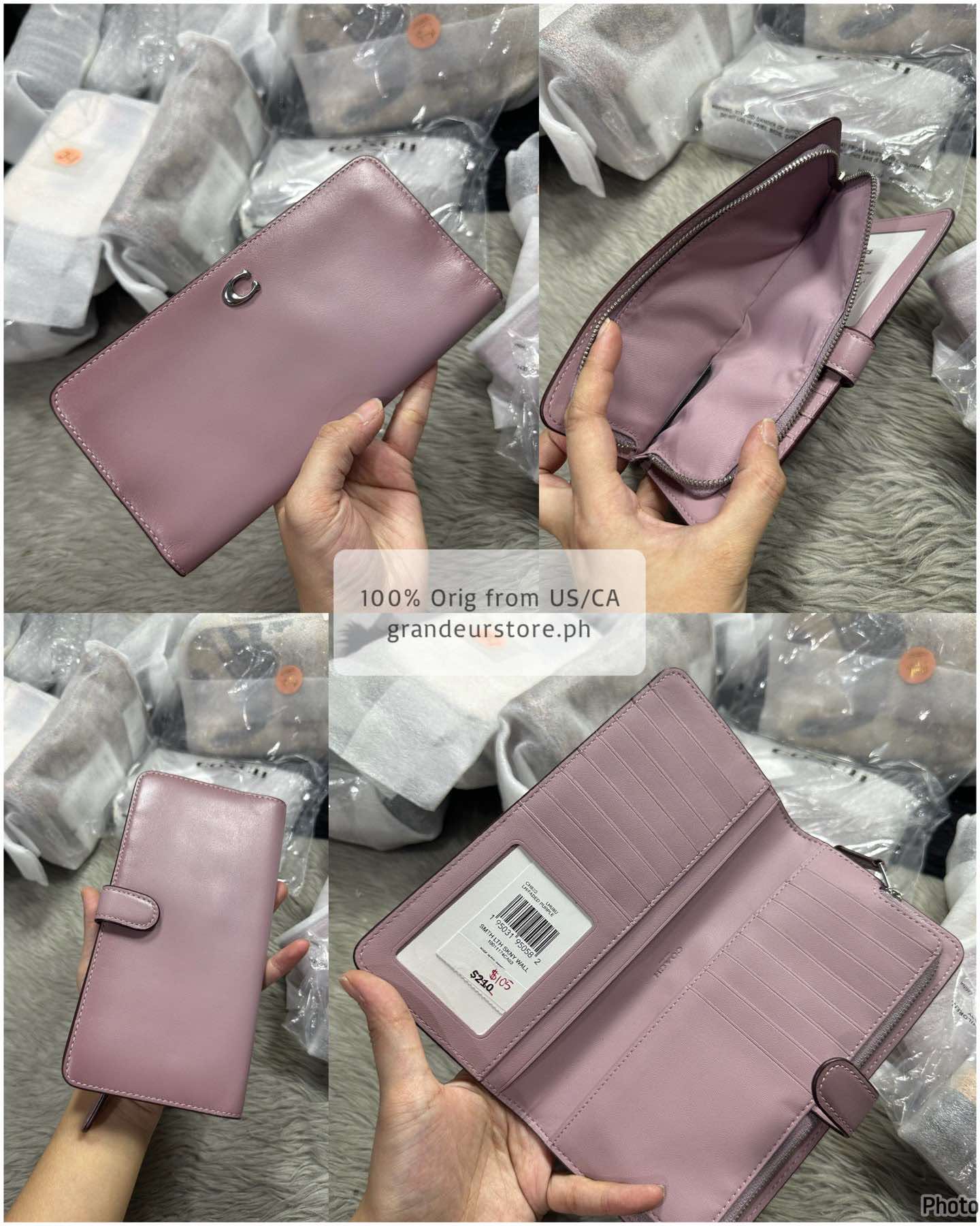 AUTHENTIC/ORIGINAL Coach Retail Essential Slim Long Wallet Green/Lilac