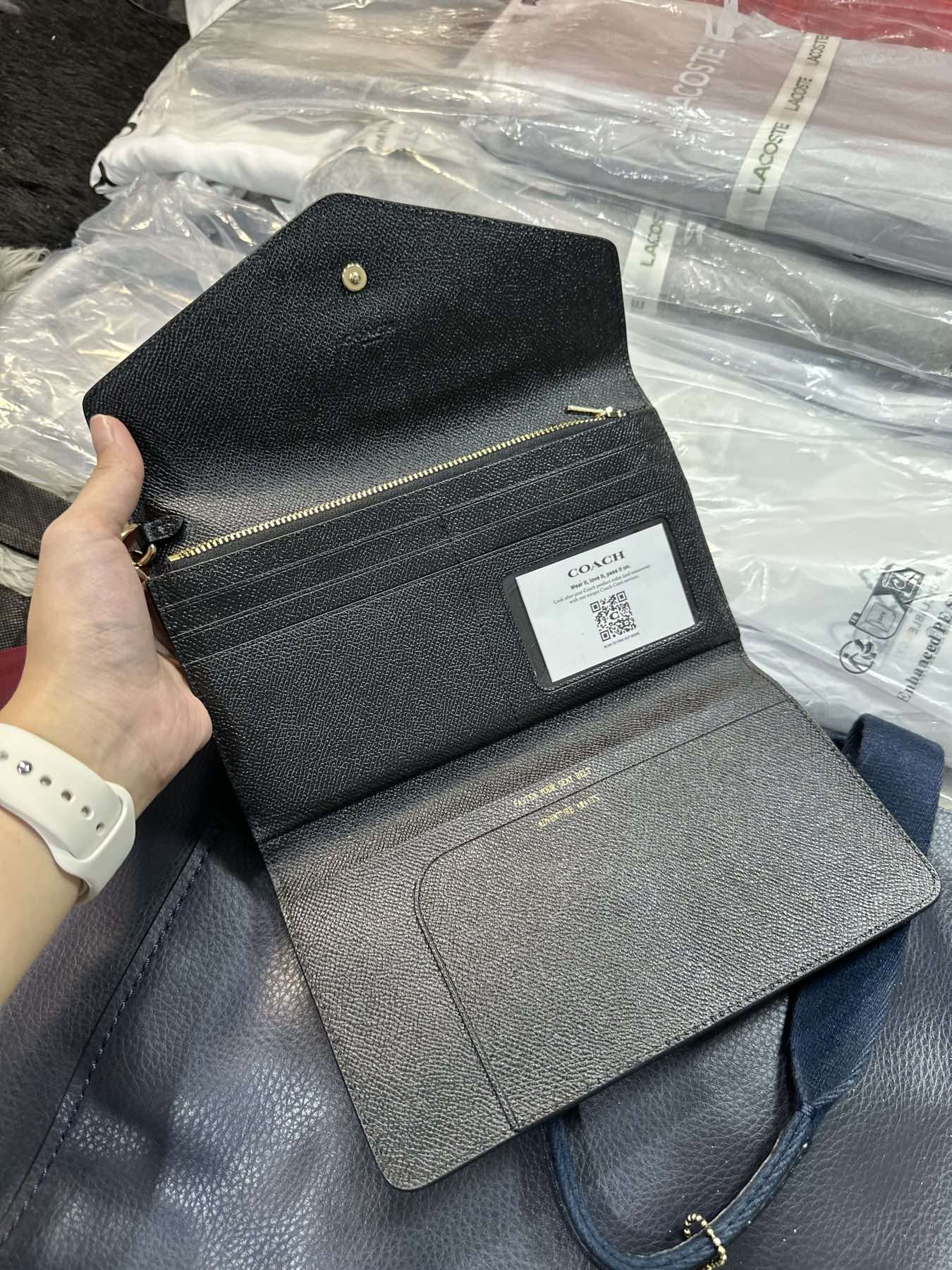 AUTHENTIC/ORIGINAL Coach Travel Slim Envelope Large Wallet Black