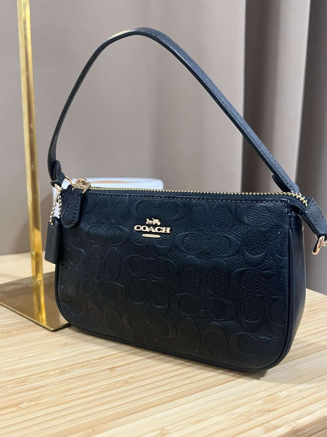 AUTHENTIC/ORIGINAL Preloved Coach Nolita 19 Signature Leather Small Bag Black Black