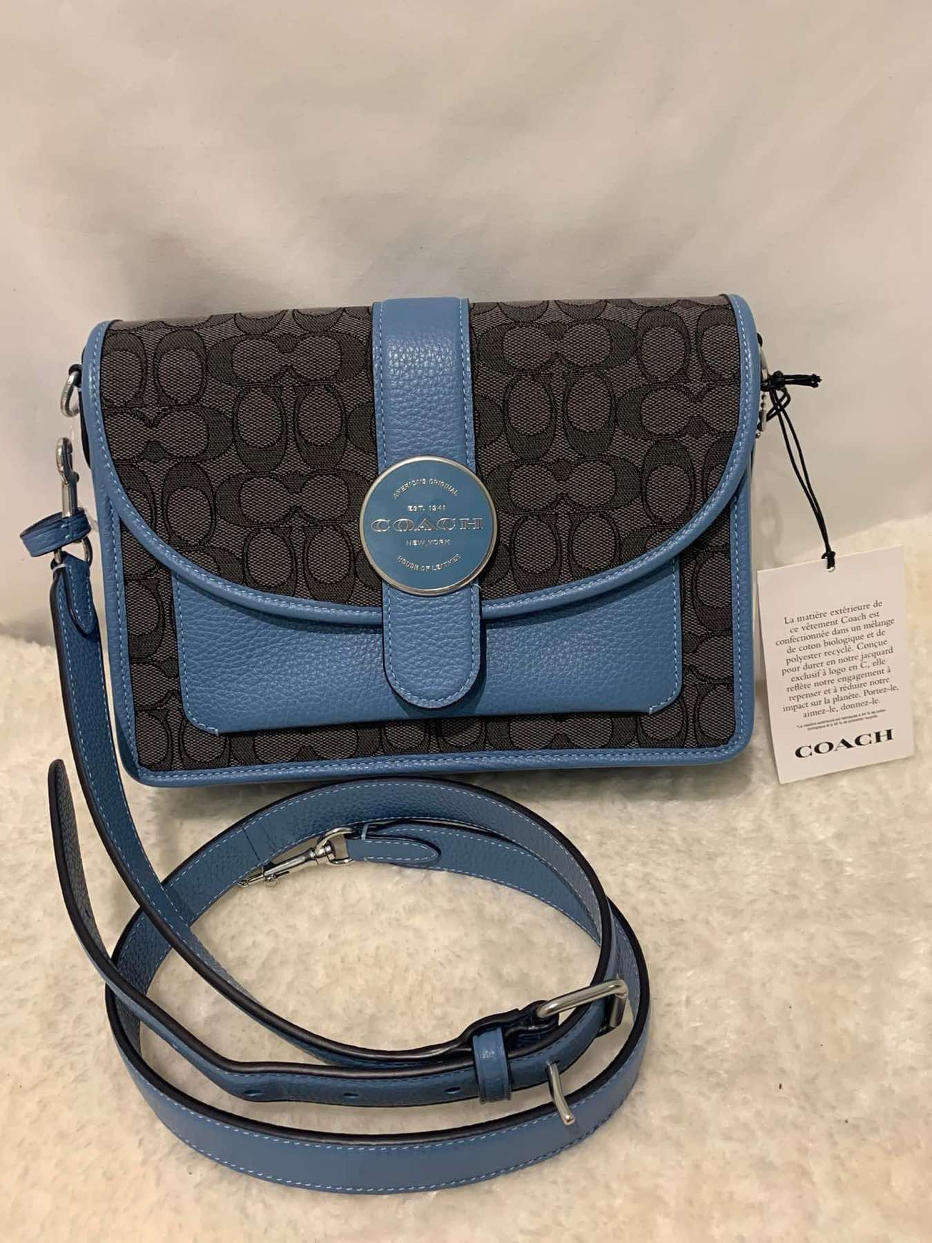 AUTHENTIC/ORIGINAL Coach Lonnie Crossbody In Signature Jacquard Black/Blue Bag