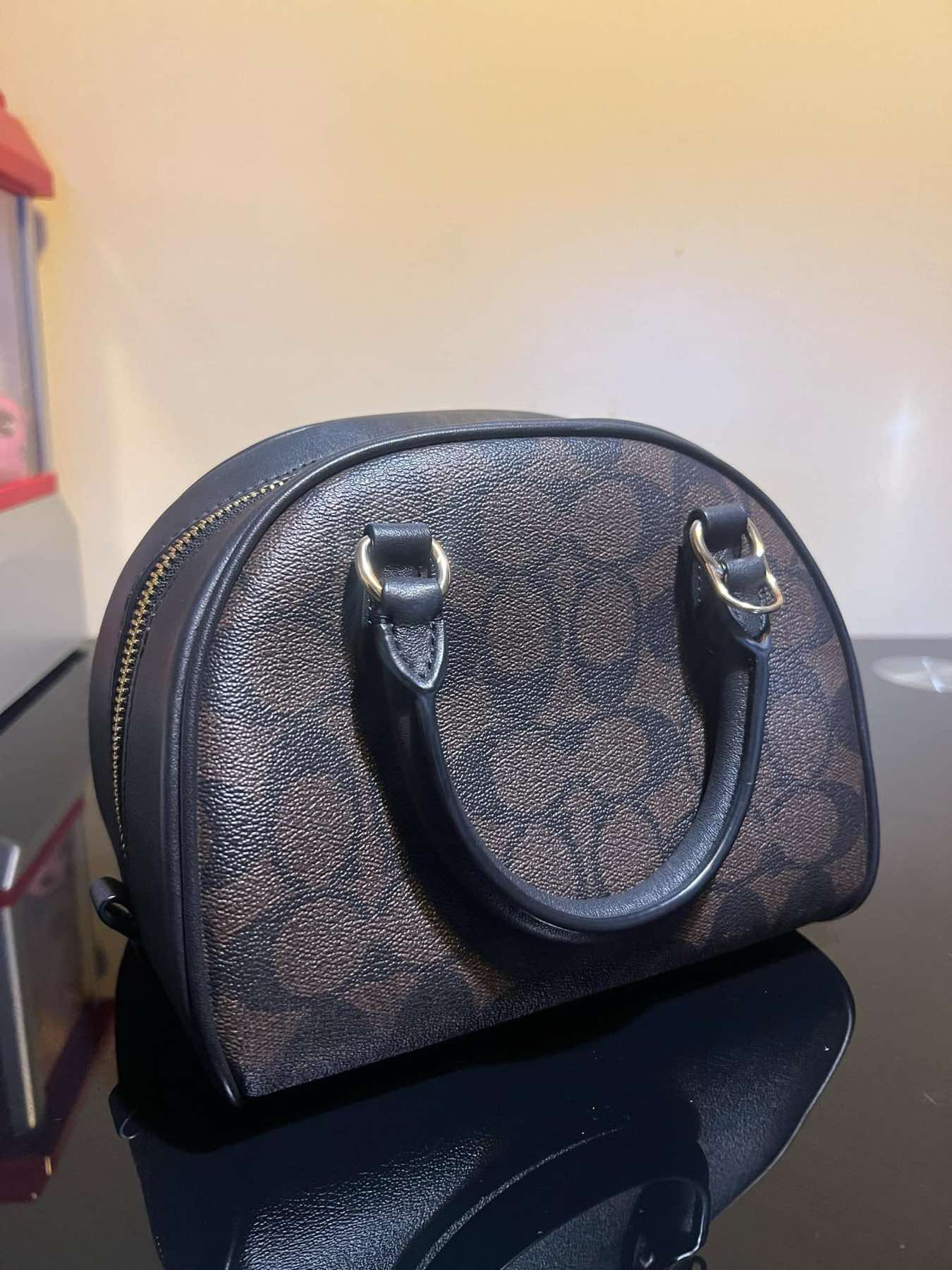 AUTHENTIC/ORIGINAL Preloved Coach Sydney Satchel In Signature Canvas Small Bag Brown