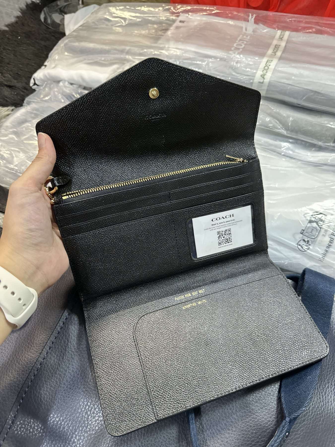 AUTHENTIC/ORIGINAL Coach Travel Slim Envelope Large Wallet Black