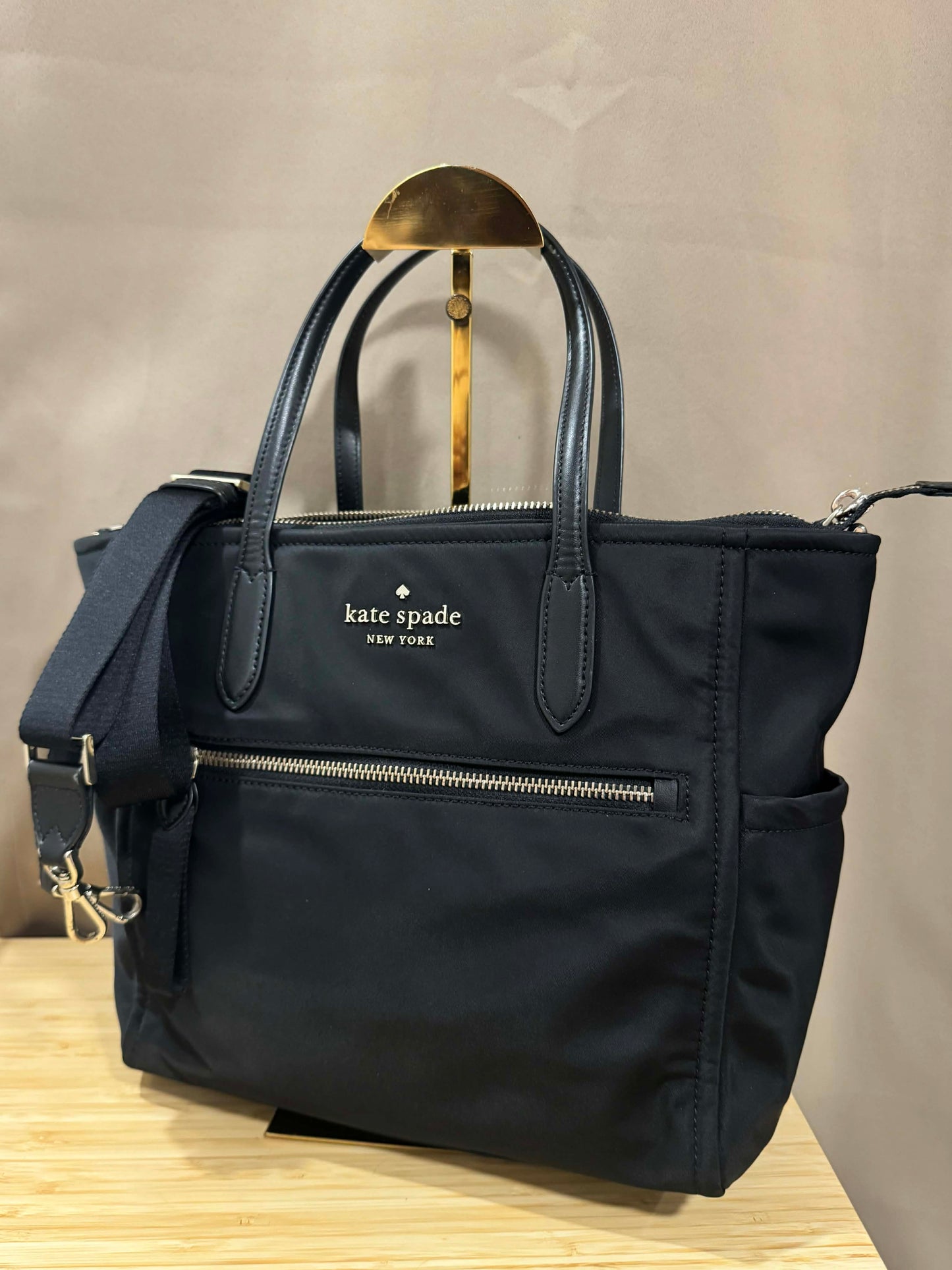 ORIG Preloved KS Chelsea Medium Satchel Black Nylon Bag
