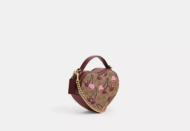 AUTHENTIC/ORIGINAL COACH Heart Crossbody Bag In Signature Canvas With Cherry Print