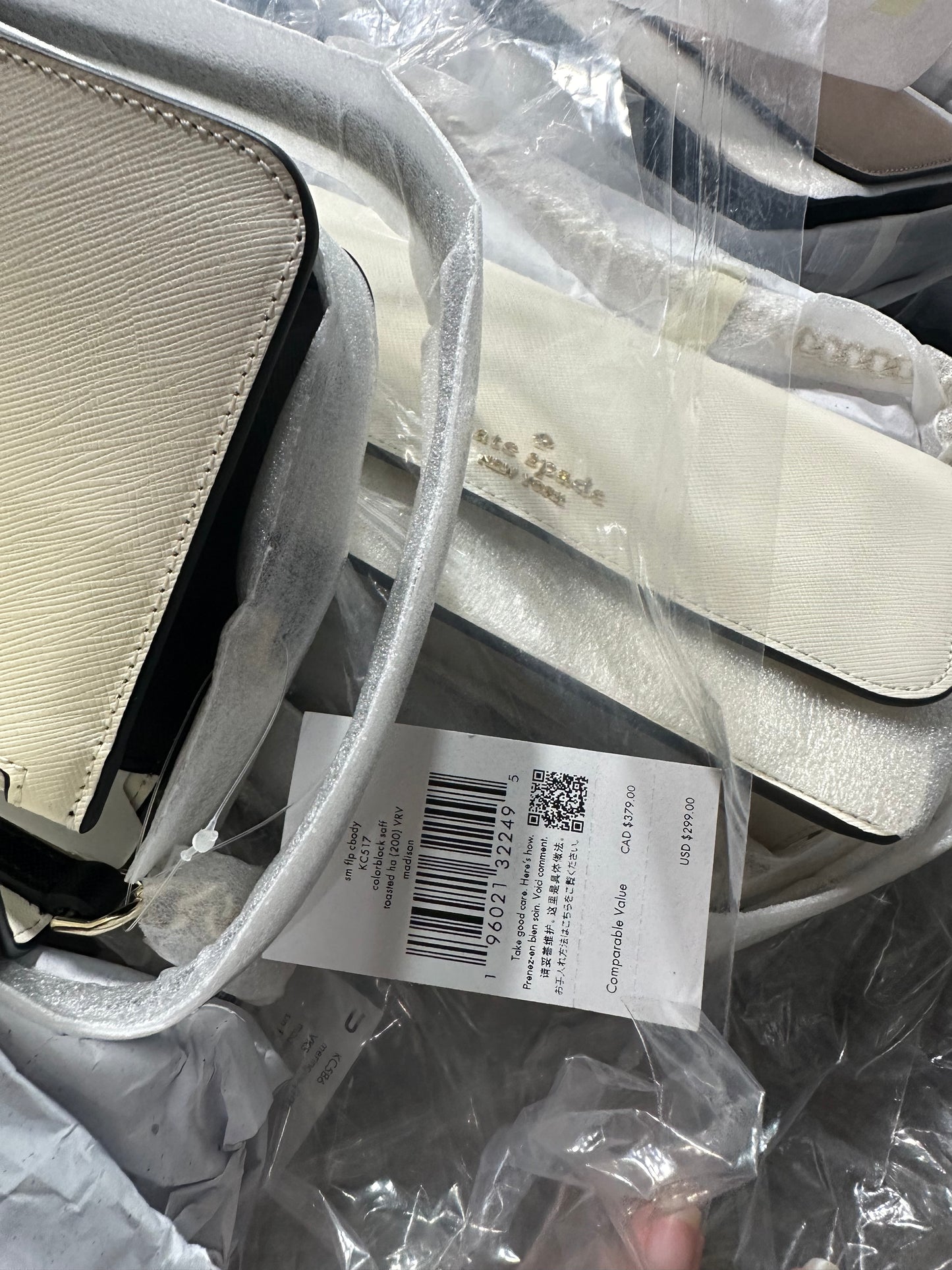 AUTHENTIC/ORIGINAL KateSpade KS Madison Small Flap Crossbody Bag in White/Black/Beige