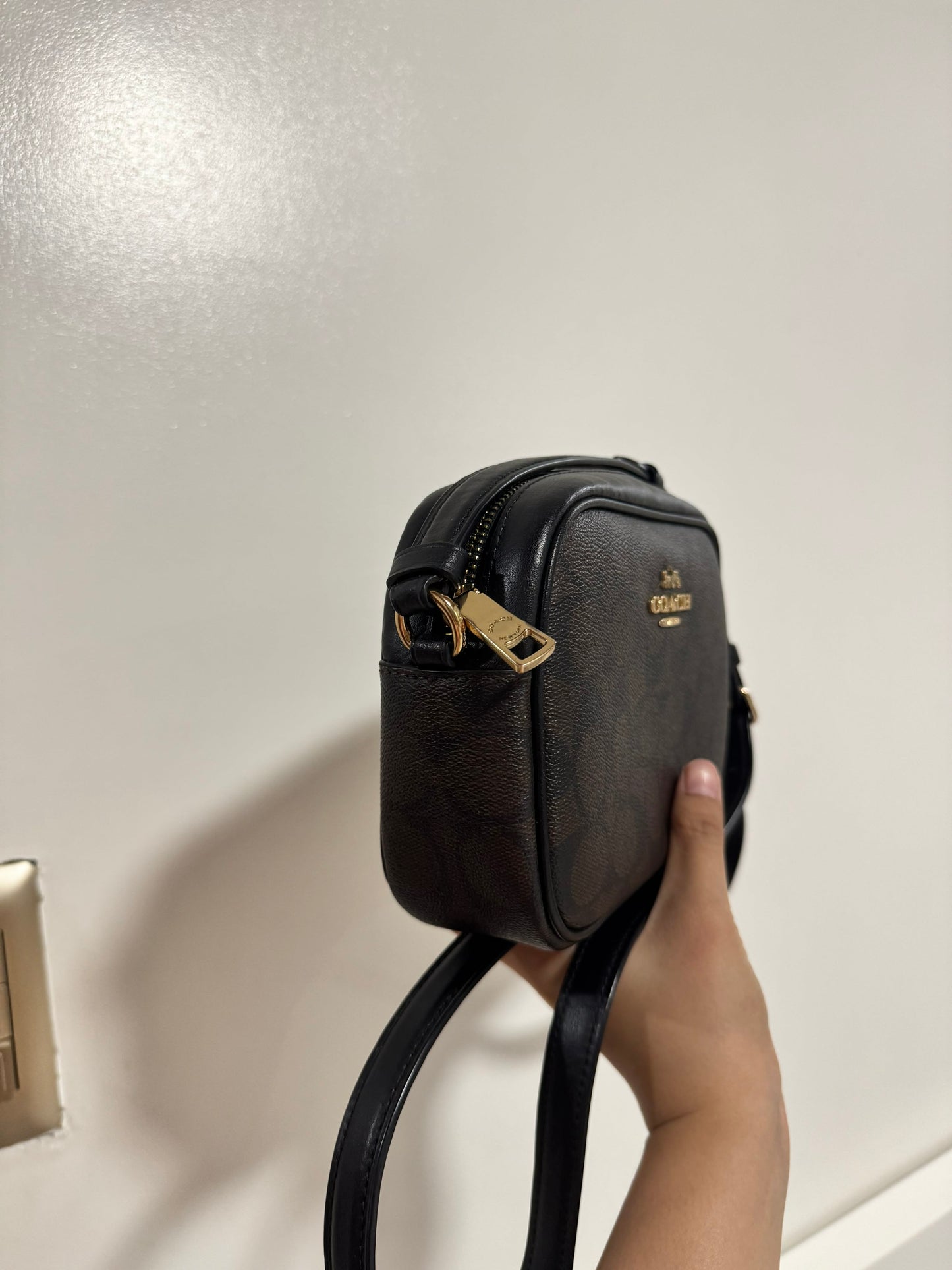 ORIG Preloved CCH Mini Jamie Camera Brown Bag In Signature Canvas