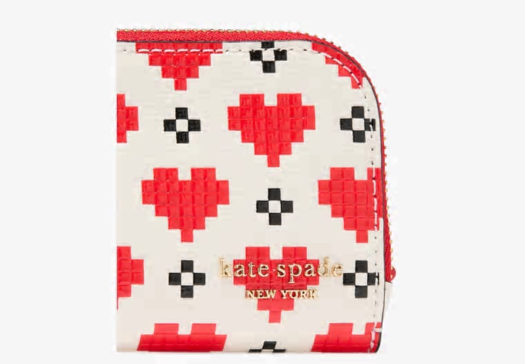 ORIG & IMPORTED Kate Spade KS Devin Pixel Hearts Small Slim Bifold Wallet