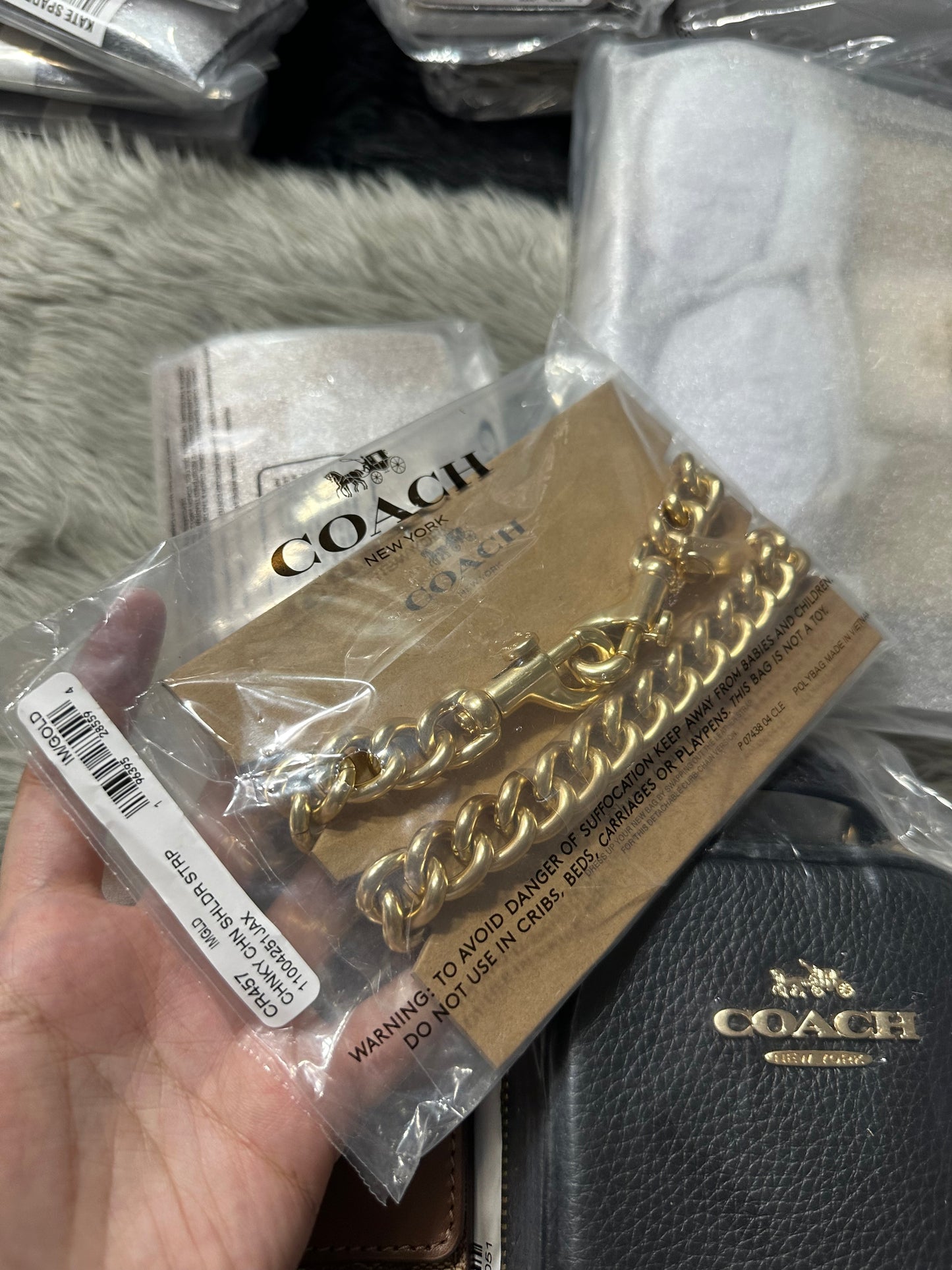 AUTHENTIC/ORIGINAL Coach Chunky Chain Shoulder Bag Strap - Gold