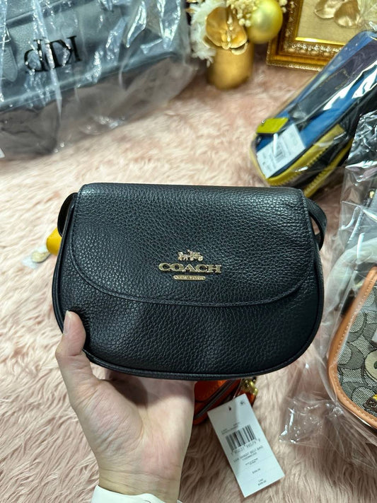 ORIG & IMPORTED COACH Saddle Belt Crossbody Chain Small Bag Black