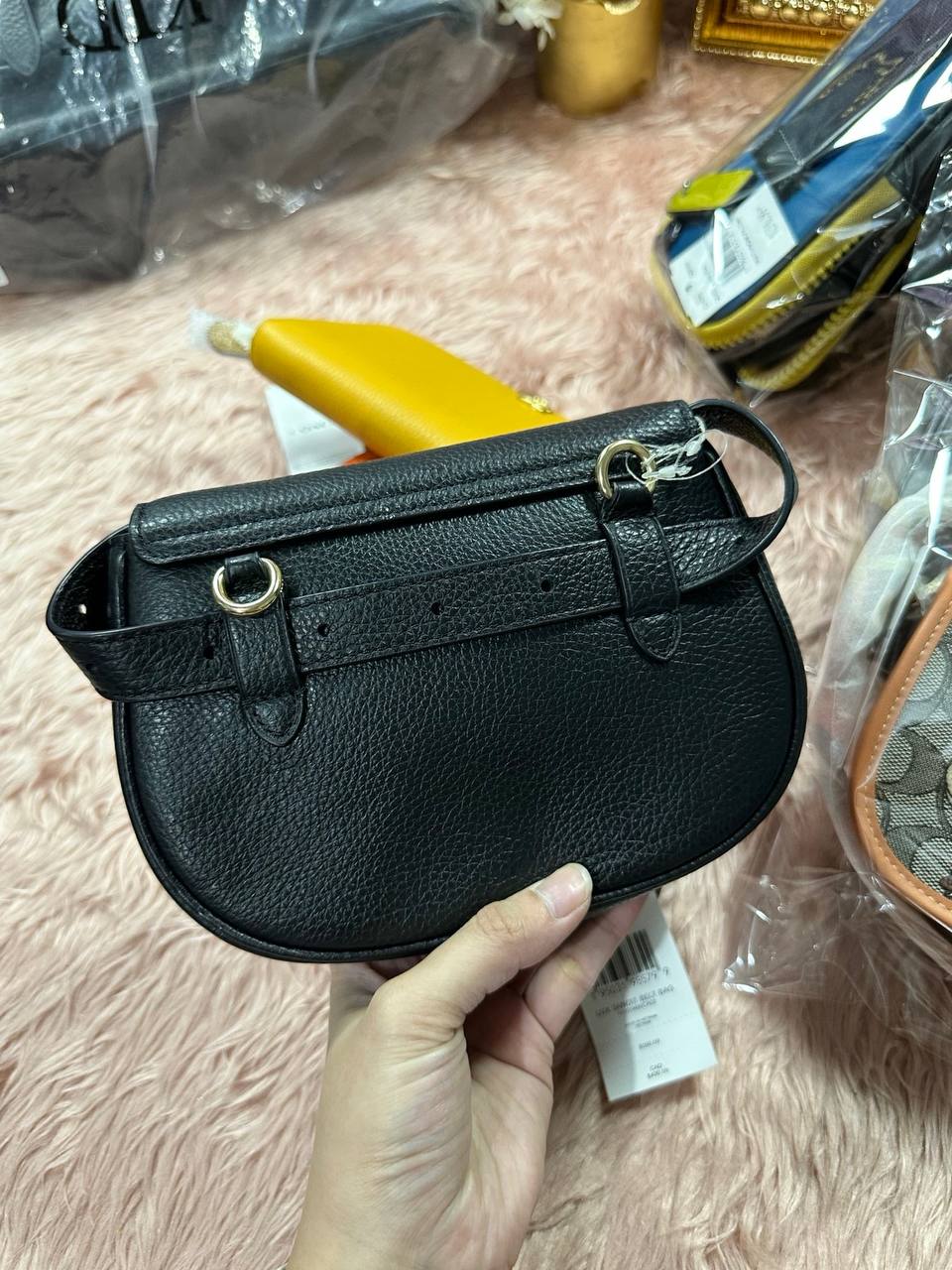 ORIG & IMPORTED COACH Saddle Belt Crossbody Chain Small Bag Black