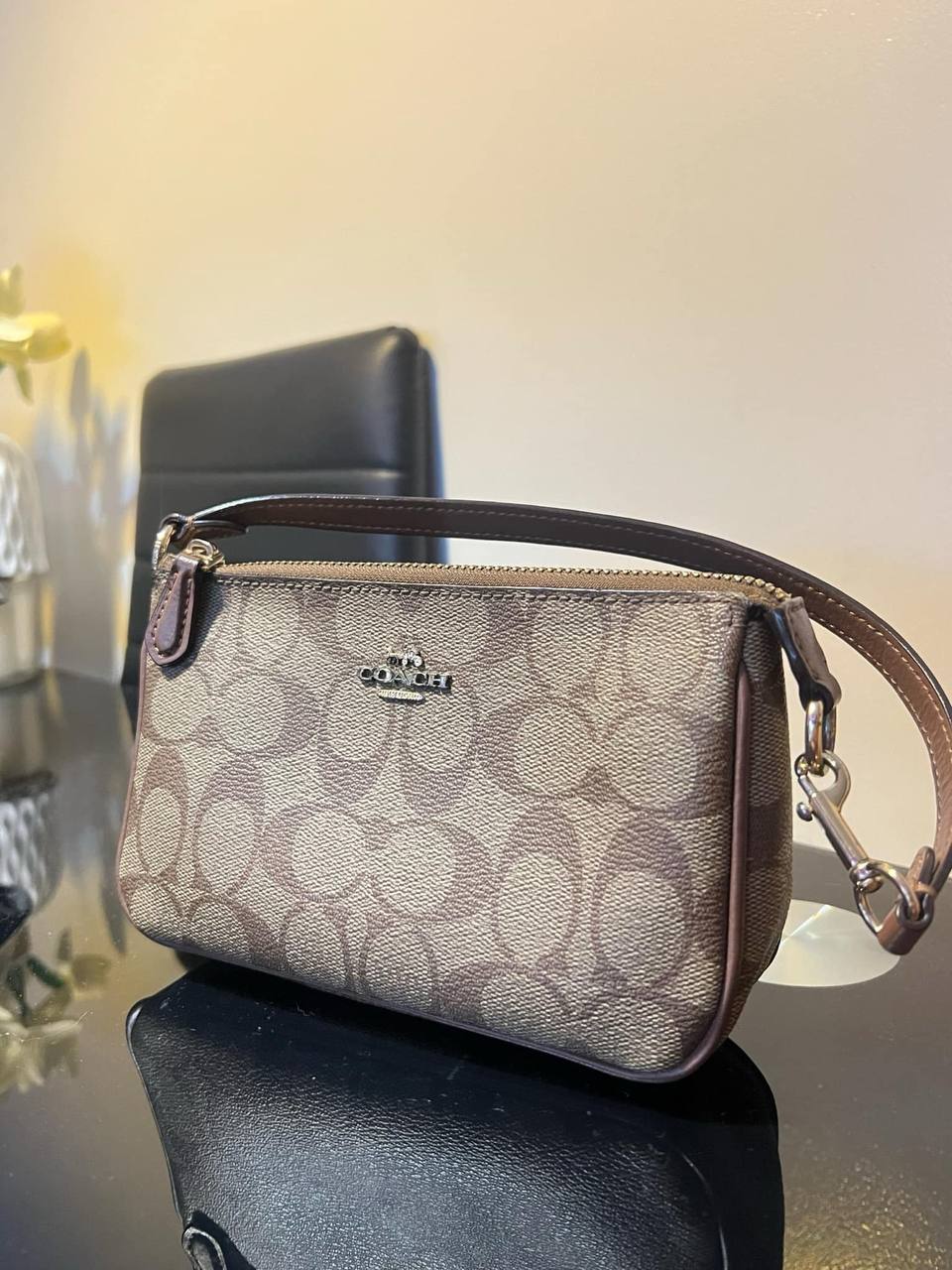 ORIG Preloved COACH Nolita 19 In Signature Canvas Small Khaki Brown Bag