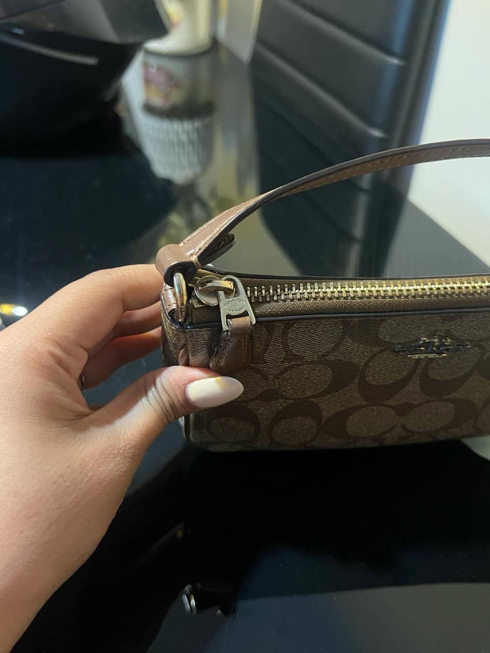 ORIG Preloved COACH Nolita 19 In Signature Canvas Small Khaki Brown Bag