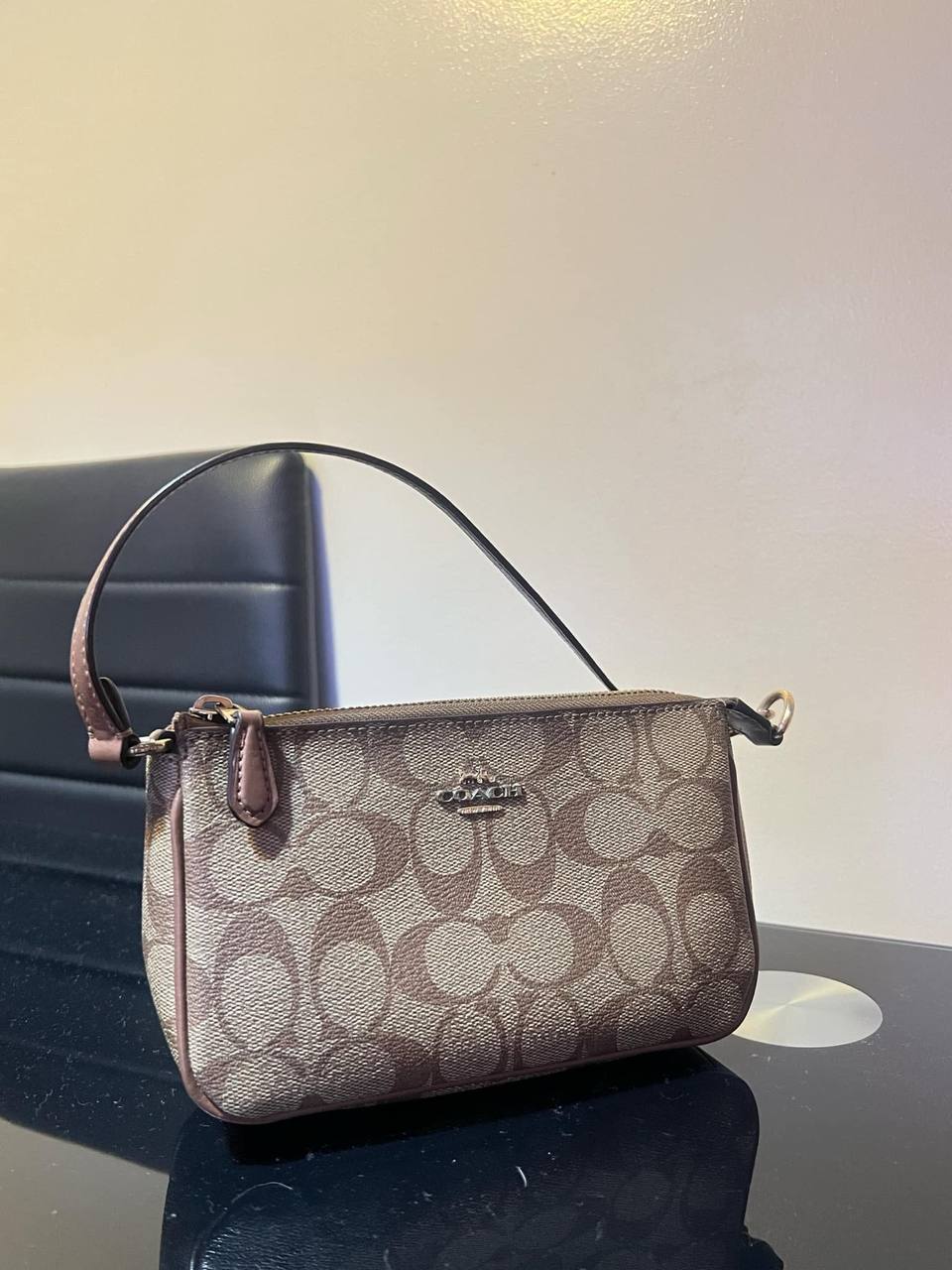 ORIG Preloved COACH Nolita 19 In Signature Canvas Small Khaki Brown Bag