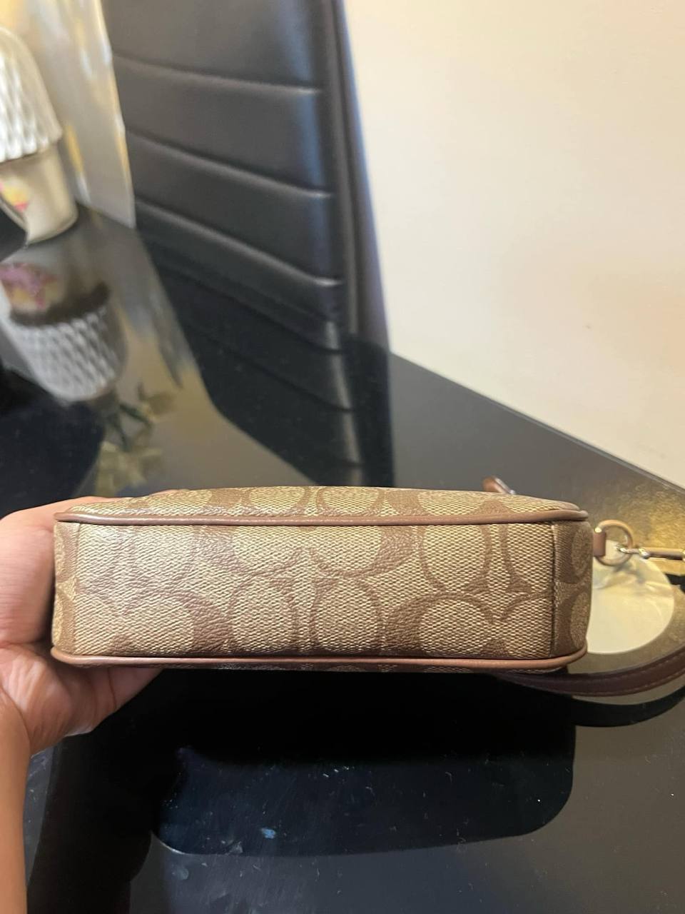 ORIG Preloved COACH Nolita 19 In Signature Canvas Small Khaki Brown Bag