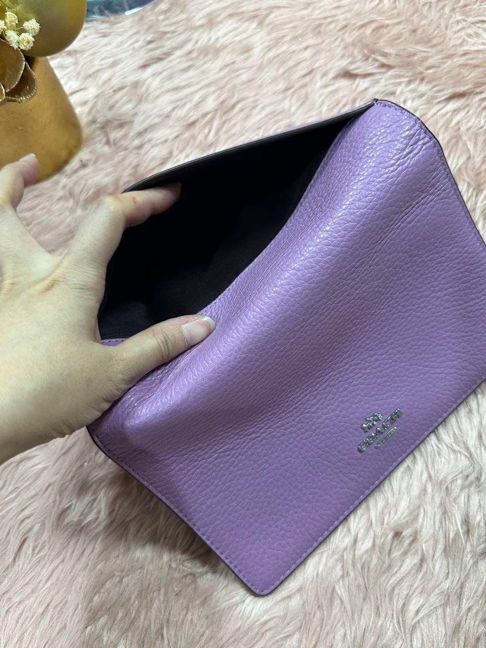 ORIG Preloved COACH Anna Foldover Clutch Crossbody Small Purple Lilac Bag