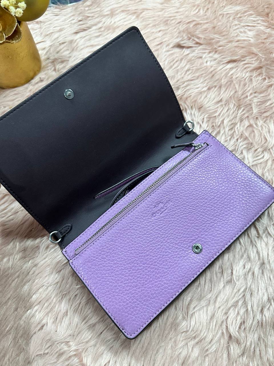 ORIG Preloved COACH Anna Foldover Clutch Crossbody Small Purple Lilac Bag