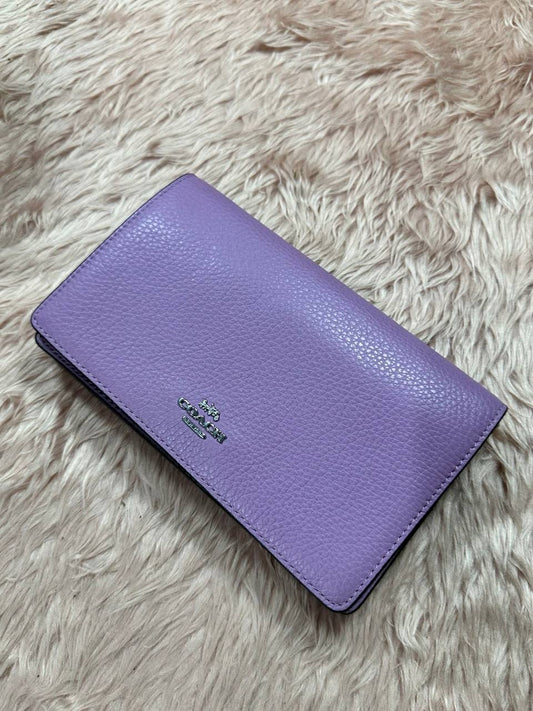 ORIG Preloved COACH Anna Foldover Clutch Crossbody Small Purple Lilac Bag
