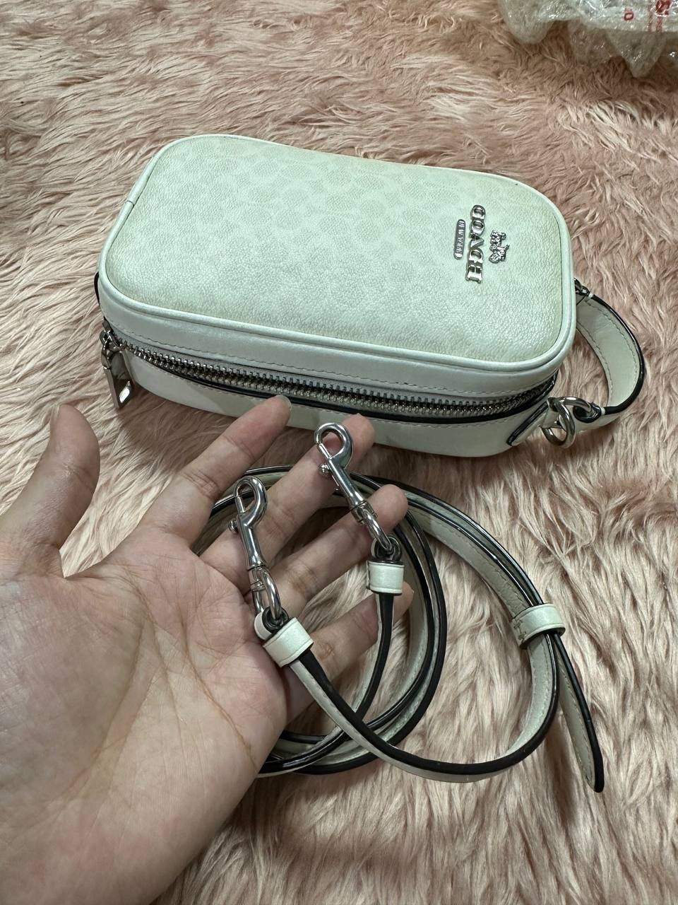 ORIG Preloved COACH Eva Phone Crossbody Small White Bag
