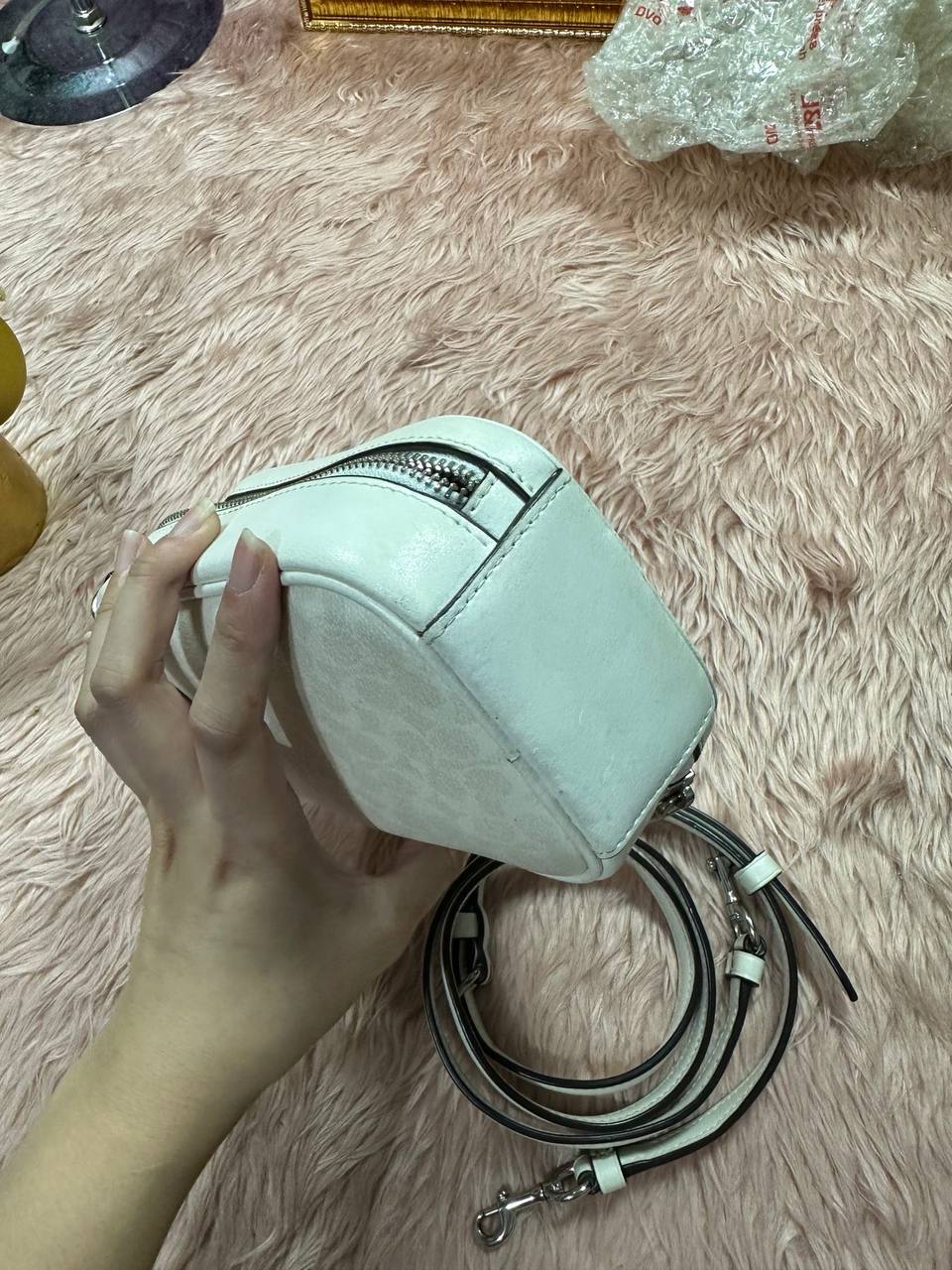 ORIG Preloved COACH Eva Phone Crossbody Small White Bag