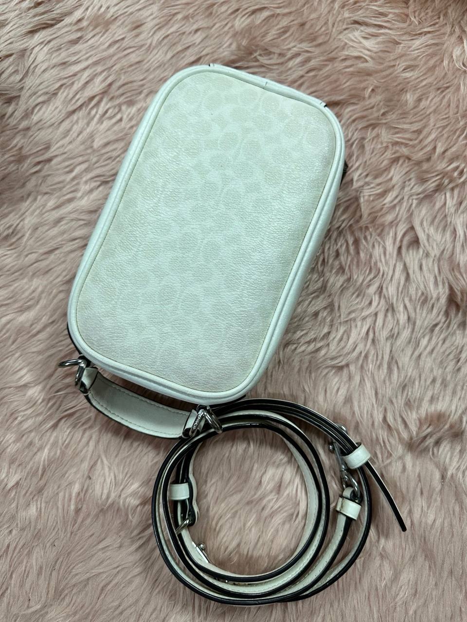 ORIG Preloved COACH Eva Phone Crossbody Small White Bag