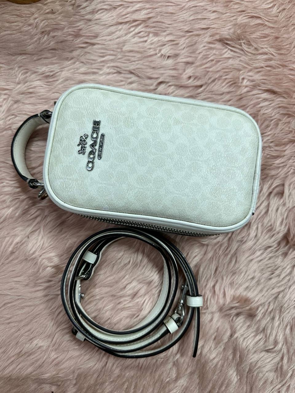 ORIG Preloved COACH Eva Phone Crossbody Small White Bag