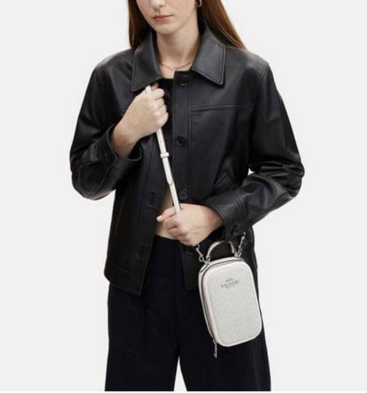 ORIG Preloved COACH Eva Phone Crossbody Small White Bag