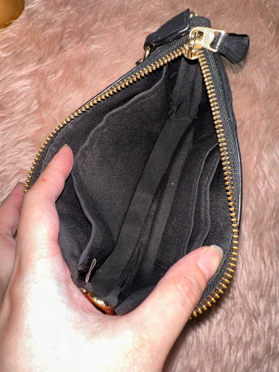 ORIG Preloved COACH Nolita 10 Large Chain Wristlet Signature Leather Black Small Bag