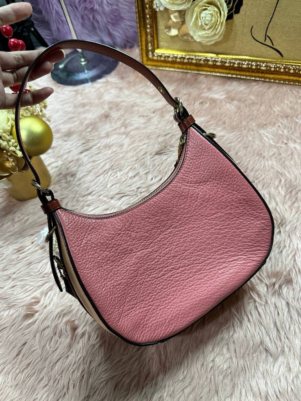 ORIG Preloved COACH Kleo Hobo Shoulder Peach Bag