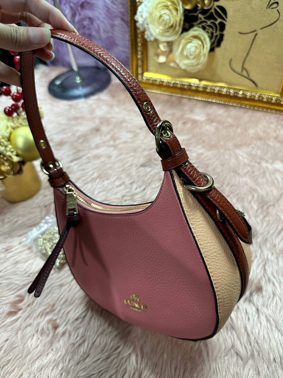ORIG Preloved COACH Kleo Hobo Shoulder Peach Bag