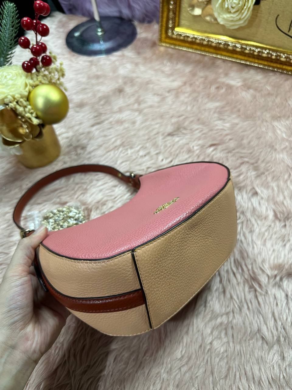 ORIG Preloved COACH Kleo Hobo Shoulder Peach Bag