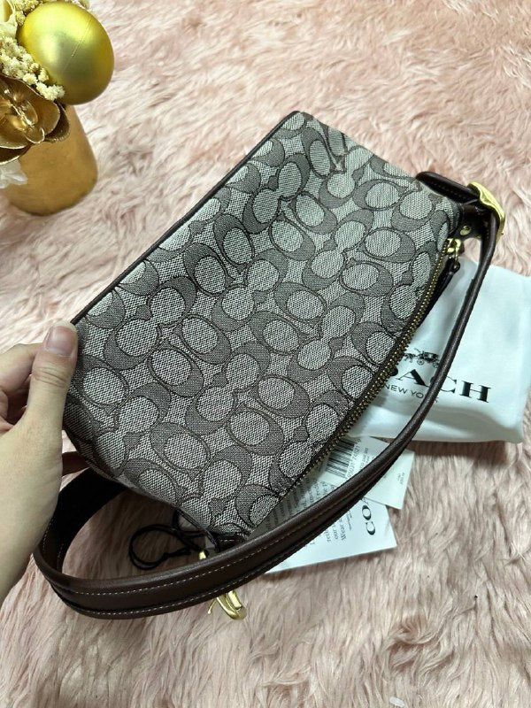 ORIG Preloved COACH RARE Retail Demi Bag In Signature Jacquard Brown Bag