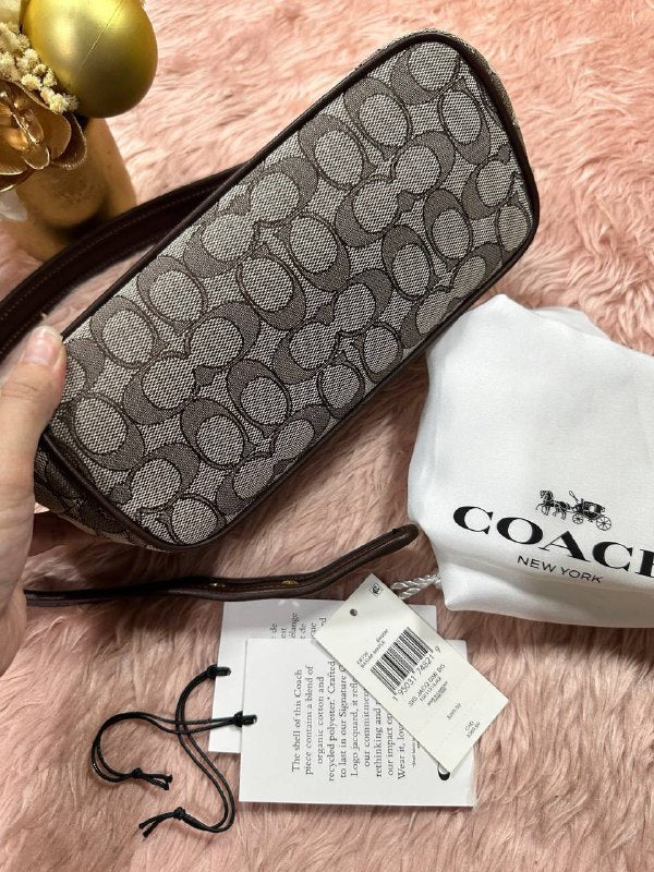 ORIG Preloved COACH RARE Retail Demi Bag In Signature Jacquard Brown Bag