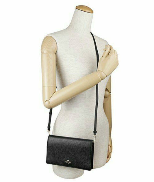 ORIG Preloved COACH Anna Foldover Clutch Crossbody Black Bag