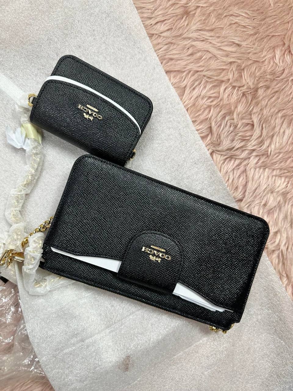 ORIG & IMPORTED COACH Poppy Crossbody Small Black Chain Bag with Wallet