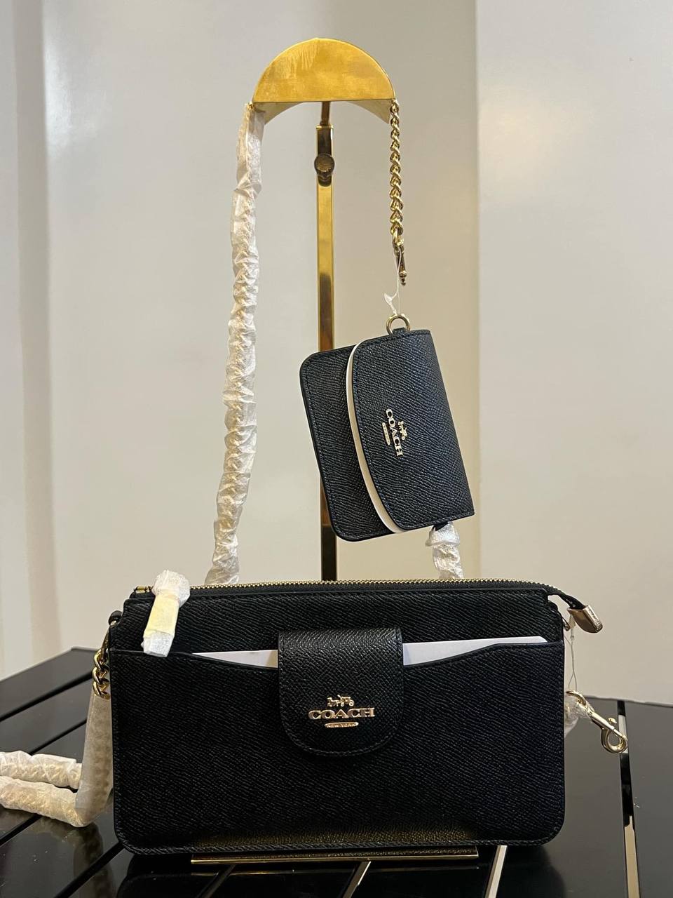 ORIG & IMPORTED COACH Poppy Crossbody Small Black Chain Bag with Wallet