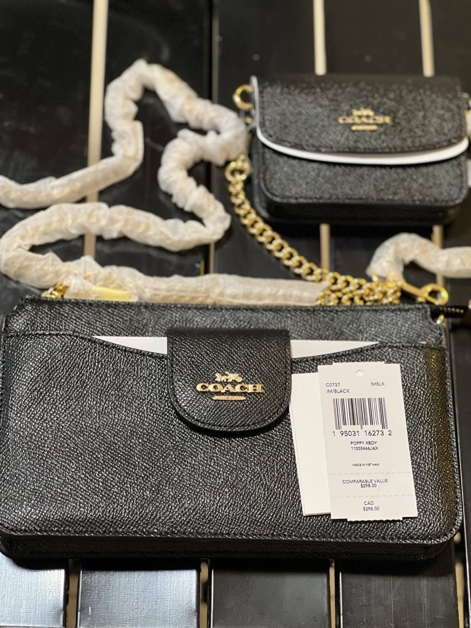 ORIG & IMPORTED COACH Poppy Crossbody Small Black Chain Bag with Wallet