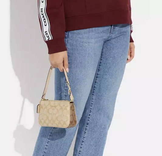 ORIG Preloved COACH Nolita 19 In Signature Canvas Small Khaki Saddle Bag