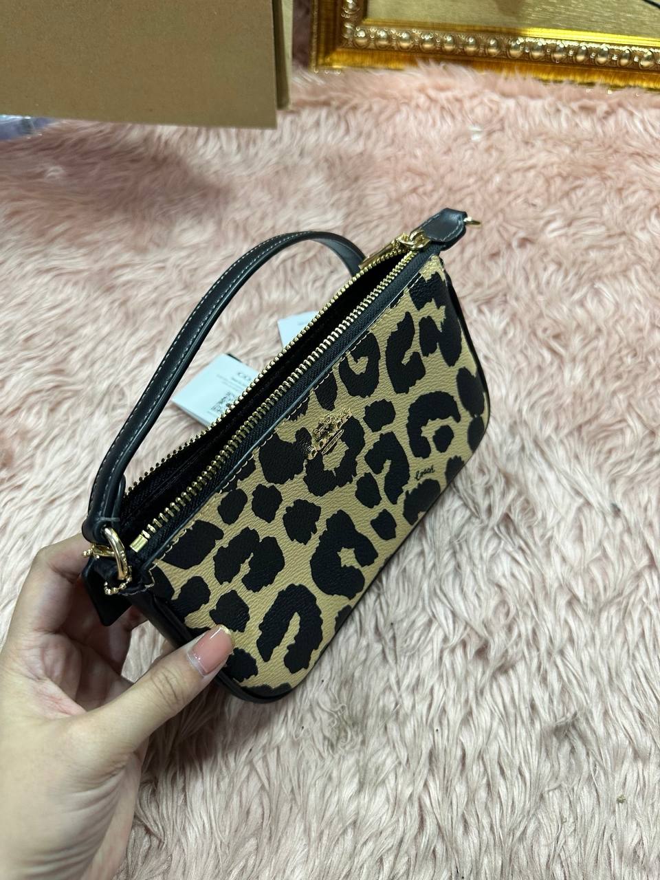 ORIG Preloved COACH Nolita 19 In Signature Canvas Small Leopard Print Brown Bag