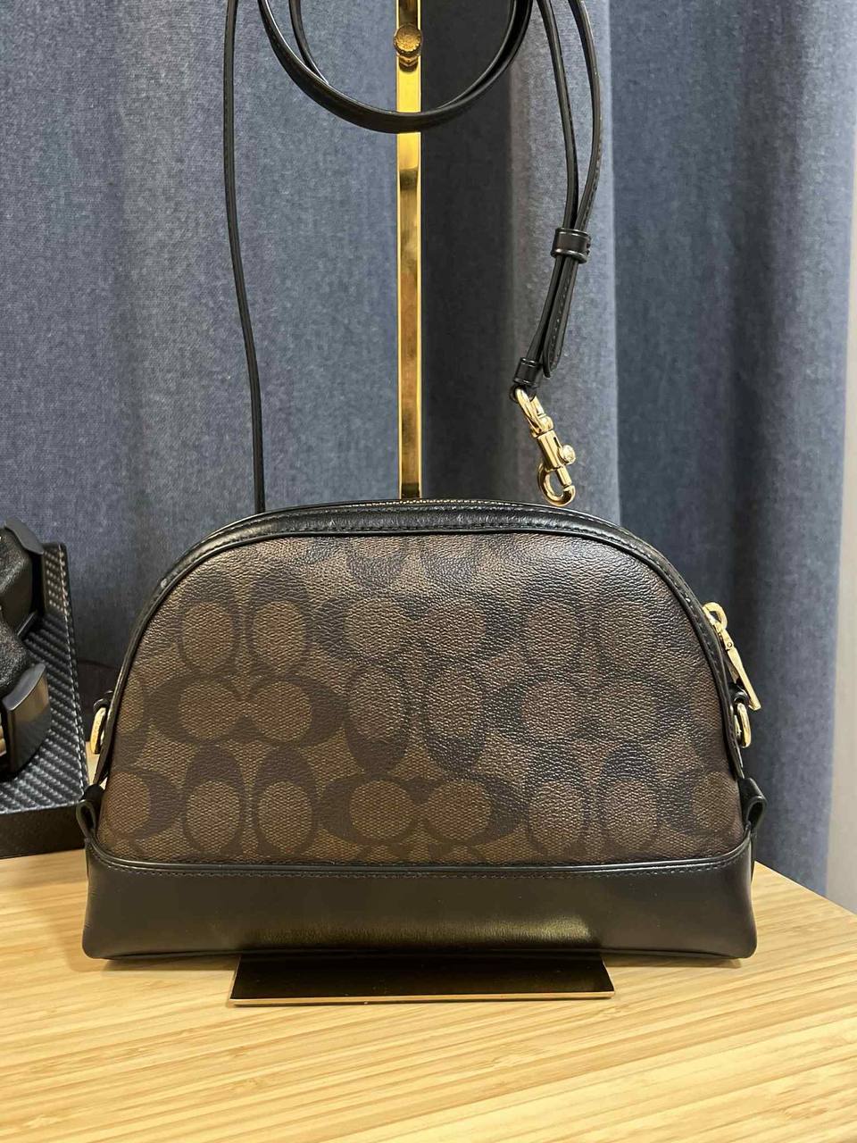 ORIG Preloved COACH Dome Crossbody Signature Brown Black Small Bag