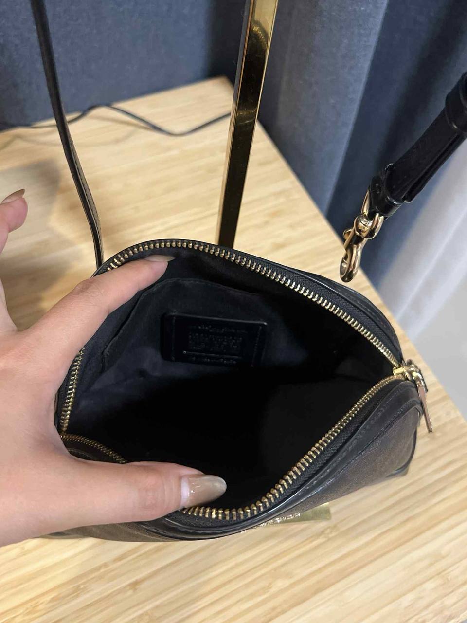 ORIG Preloved COACH Dome Crossbody Signature Brown Black Small Bag