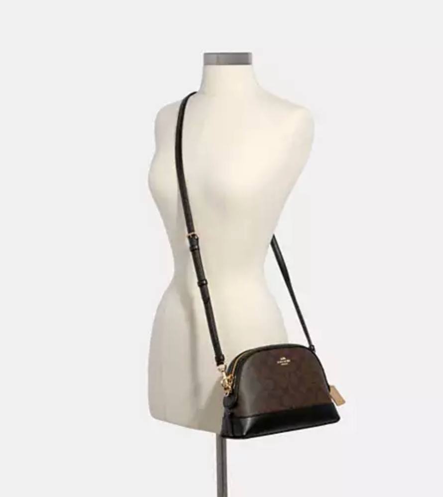 ORIG Preloved COACH Dome Crossbody Signature Brown Black Small Bag