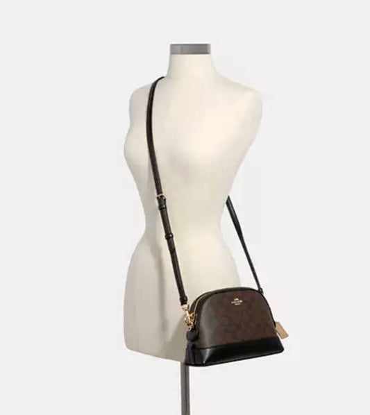 ORIG Preloved COACH Dome Crossbody Signature Brown Black Small Bag