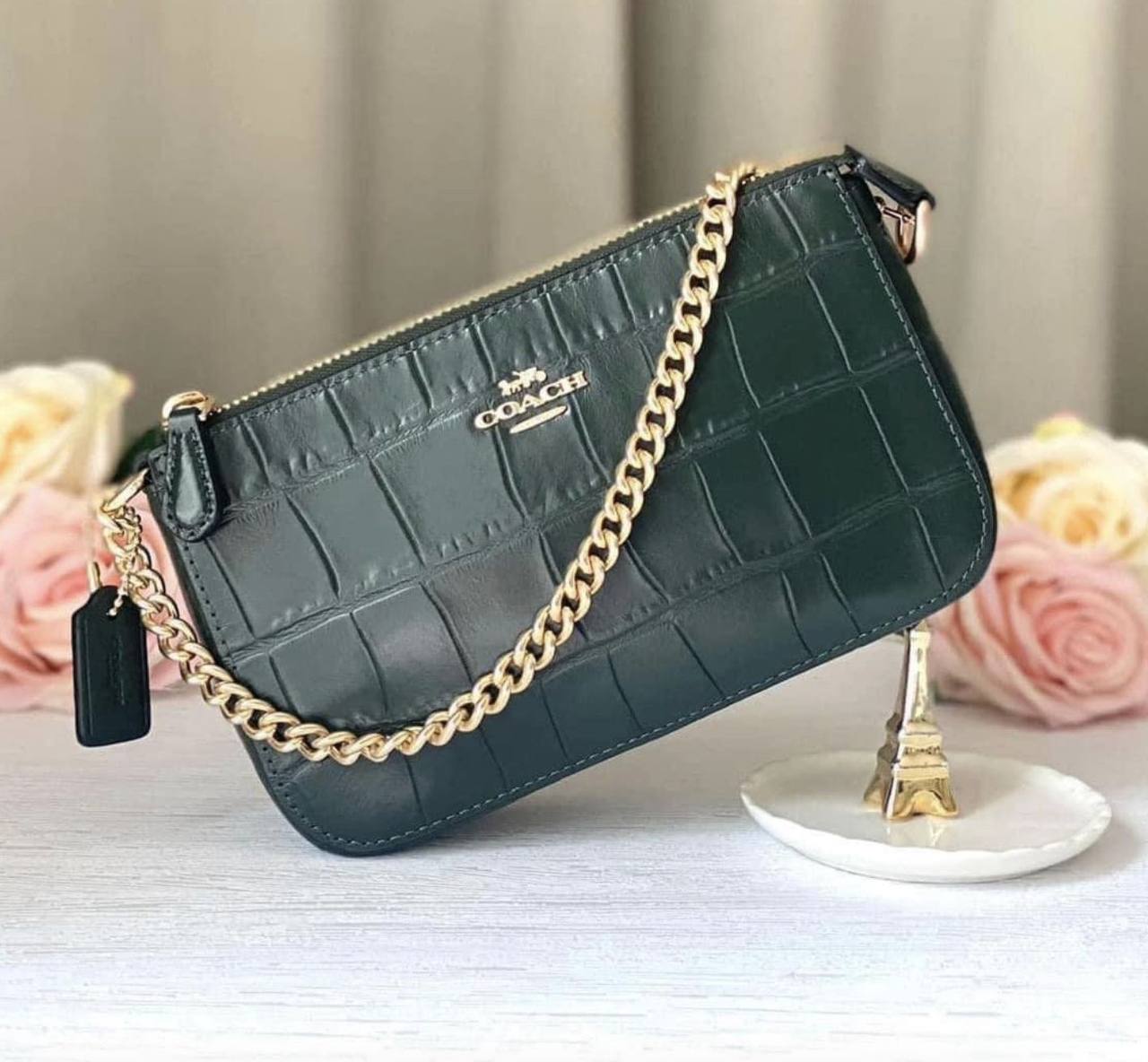 ORIG & IMPORTED COACH Nolita 19 Croc Green Chain Shoulder Bag