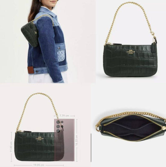 ORIG & IMPORTED COACH Nolita 19 Croc Green Chain Shoulder Bag