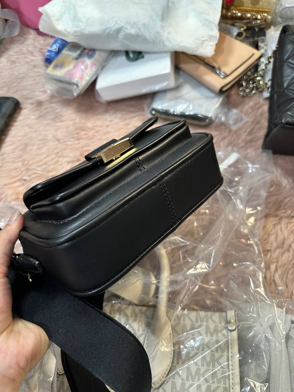 ORIG & IMPORTED Michael Kors MK Bradshaw Extra-Small XS Camera Crossbody Bag Black Brown