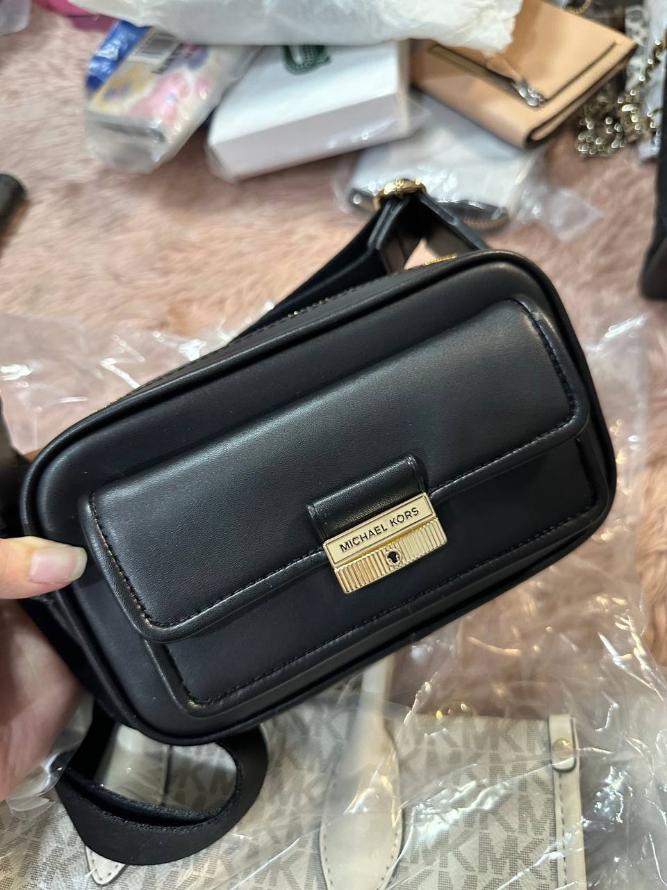 ORIG & IMPORTED Michael Kors MK Bradshaw Extra-Small XS Camera Crossbody Bag Black Brown